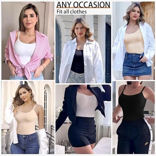 ONEW Compressions Camisole Top for Women Tummy Control Shapewear Top Waist Trainer Shaping Cami Vest with Spaghetti Straps thumbnail 5