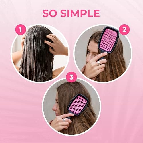 FHI Heat UNbrush Detangling Brush for Pain-Free Brushing on All Wet or Dry Hair Types — Durable DuoFlex Anti-Static Bristles, Lightweight Handle, Vented Hair Brush, Cherry Blossom thumbnail 8