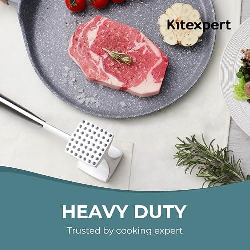 KITEXPERT Meat Tenderizer Hammer with Comfortable-Grip Handle, Dual-side Mallet for Kitchen, Heavy Duty Pounder For Tenderizing Steak, Beef and Fish thumbnail 6