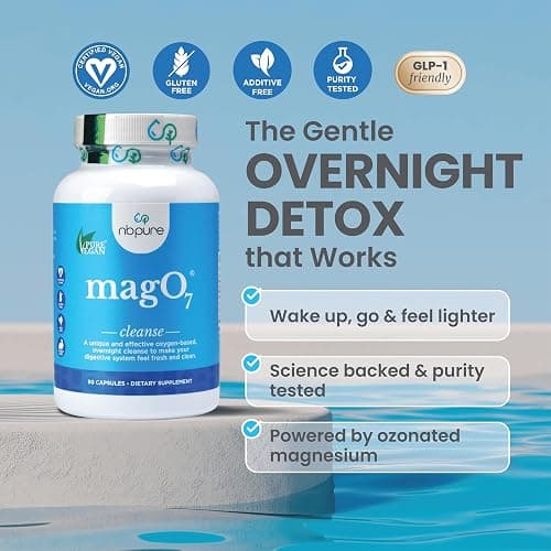 nbpure MagO7 - Natural Colon Cleanse & Detox | Occasional Constipation Relief, Stool Softening, & Bloating Support for Men & Women | Ozonated Magnesium Oxide, 90 Capsules thumbnail 2