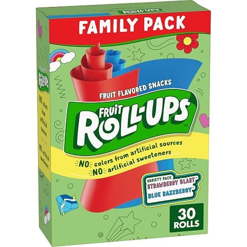 Fruit Roll-Ups Variety Pack Fruit Snacks, Gluten Free, 30 ct | 15 oz, Strawberry Blast & Blue Razzberry, No Artificial Colors, Gelatin Free, Vitamin C - Image 1