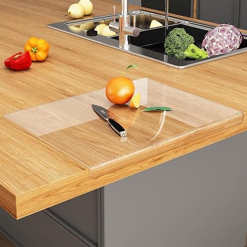 JJL Acrylic Cutting Board with Counter Lip, Anti-Slip, 16 x 12.5 Inches, Clear – Perfect for Cutting Bread, Meat, and Vegetables, Ideal Choice for Kitchen Countertop Décor - Image 1