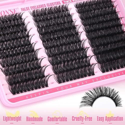 Volume Lash Clusters Kit DIY Lash Extension Kit 60D+80D+100D Individual Lashes Thick Cluster Eyelash Extensions Kit with Lash Bond and Seal and Tweezers by ALPHONSE (300pcs, 10-18mm) thumbnail 7