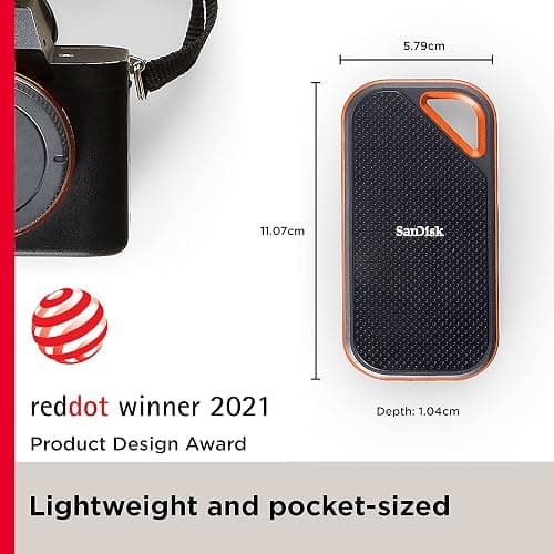 SanDisk 1TB Extreme PRO Portable SSD - Up to 2000MB/s - USB-C, USB 3.2 Gen 2x2, IP65 Water and Dust Resistance, Updated Firmware - External Solid State Drive - SDSSDE81-1T00-G25 thumbnail 2