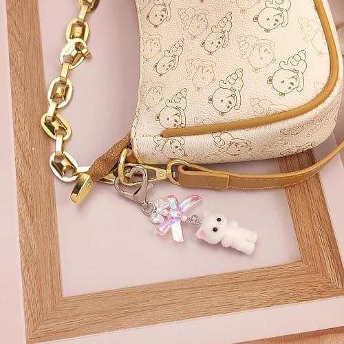 Nalefow Cute Pink Keychain,Fuzzy Cat Keychain Aesthetic Y2K KeychainStylish KeychainsAccessories thumbnail 4