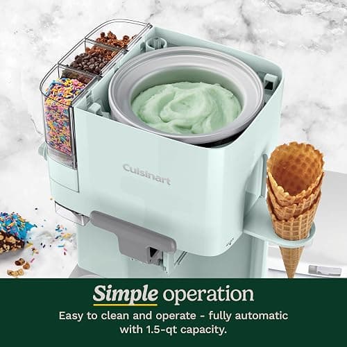Cuisinart Soft Serve Ice Cream Machine- Mix It In Ice Cream Maker for Frozen Yogurt, Sorbet, Gelato, Drinks 1.5 Quart, Mint Green, ICE-48 thumbnail 5