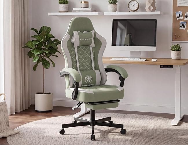 Mistpeople Gaming Chair, Ergonomic High Back Computer Chair with Footrest, Lumbar Support & Pocket Spring Cushion, Comfortable Swivel Home Office Desk Chair for Adults thumbnail 9