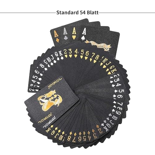2 Pack Black Gold Waterproof Plastic Playing Cards | 100% Plastic, HD Waterproof, Standard Index Poker Cards, Deck of playing cards, For Party, Family thumbnail 4