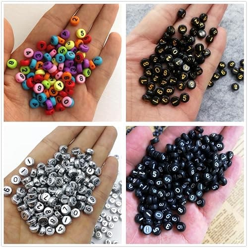 Amaney 700Pcs 7x4mm 7 Colors Mixed Number Beads Acrylic Round Shape Each Color 100Pcs thumbnail 3