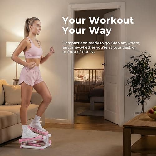 Sunny Health & Fitness Mini Steppers with Digital Monitor and Resistance Bands, Compact Low-Impact Cardio Machines for Home Workouts thumbnail 3