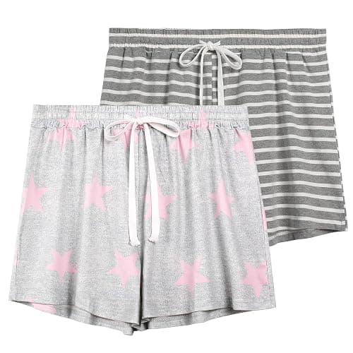 Korelayer 2 Pack Pajama Shorts for Women Cotton Sleep Shorts Casual Lounge Pants Drawstring Pj Bottoms - Image 1