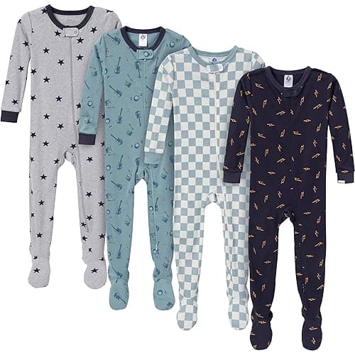 Gerber Baby-Boys 4-Pack Footed Pajamas