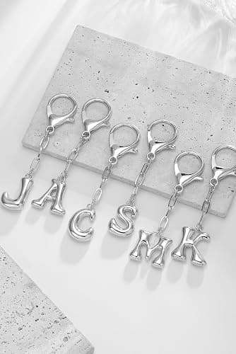 GAOKOXI Gold Bubble Initial Keychain Charm for Women Chunky Bag Purse Charms A-Z Letter Key Chains for Handbag Accessories thumbnail 5