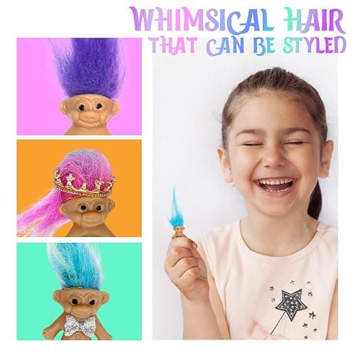 50 Pcs Long-haired Lucky Mini Troll Dolls, Assorted Hair Colors, 0.78" Bodies, 2" Hair. Cake Toppers, Action Figures, School Project, Arts and Crafts, Party Favors thumbnail 6