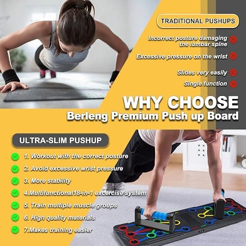 Solid Push Up Board 15 in 1 Home Workout Equipment Multi-Functional Pushup Stands System Fitness Floor Chest Muscle Exercise Professional Equipment Burn Fat Strength Training Arm Men & Women Weights thumbnail 4