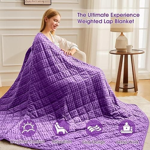 Purple Weighted Blanket for Adults 12lbs, 48"x72", Twin Full Size Cooling Minky Heavy Throw Blanket for 110-130lbs, Soft Winter Thick Big Blankets Weighted Comforter Gift for Sleeping thumbnail 4