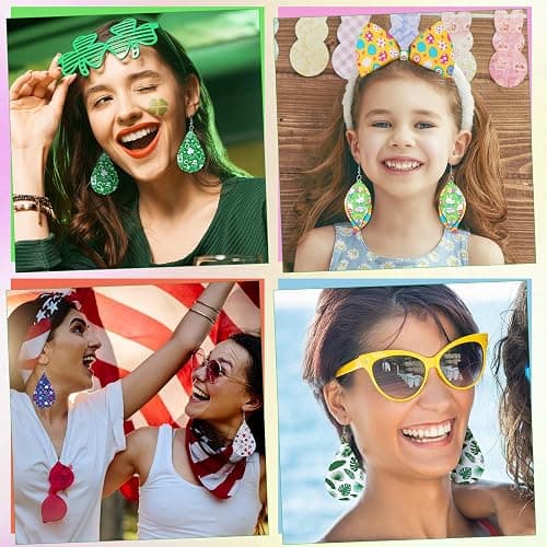 Weewooday 18 Pieces Christmas Faux Leather Sheets Thanksgiving Halloween Fabric Synthetic Leather Sheets for Holiday DIY Earrings Bows, 6. 3 x 8. 3 Inch thumbnail 5