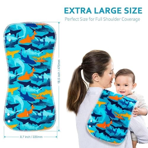 Benoxine Baby Burp Cloths & Baby Bibs 2-in-1 Design Large Size 3 Layers Thicken Cotton Super Absorbent and Soft Baby Spit Up Burping Rags Baby Burp Cloth Set for Boys and Girls Solid 12 Pack thumbnail 3
