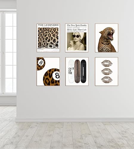 Trendy Leopard Wall Poster - Stockholm Style Room Decor for Women - Luxury Fashion Posters for Home Bedroom Apartment Dorm - HD Prints - Set of 6 Pieces - 8 x 10 inch - UNFRAMED thumbnail 4