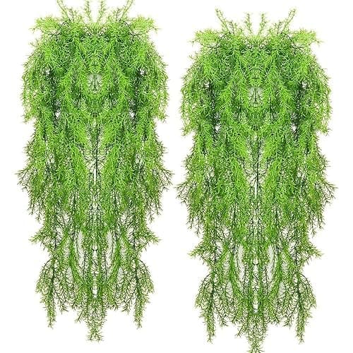 Artificial Pine Garland Hanging Plants 4pcs Faux Fake Hanging Pine Garlands Plant UV Resistant Plastic Plant Wall, Indoor, Outdoor Christmas Decorations - Image 1