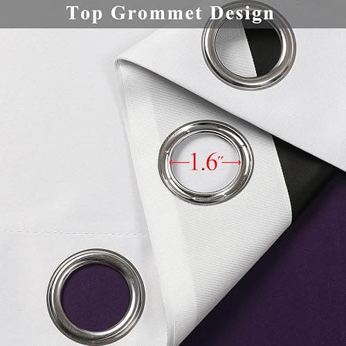 Estelar Textiler Purple and Greyish White Gradient Blackout Curtains 84 Inch Length 2 Panels Set for Bedroom, Ombre Light Blocking Insulated Thermal Window Grommet Curtains for Living Room, 52Wx84L thumbnail 4