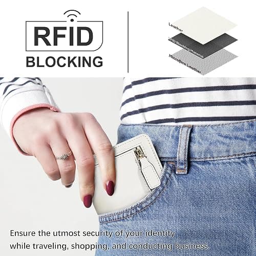 Gostwo Small Wallet for Women, Slim Bifold Credit Card Holder, Compact RFID Blocking Cash Wallet, Billfolds Thin Leather Zipper Pocket, Mini Wallet Gift for Ladies Teen Girls Travel with ID Window thumbnail 2
