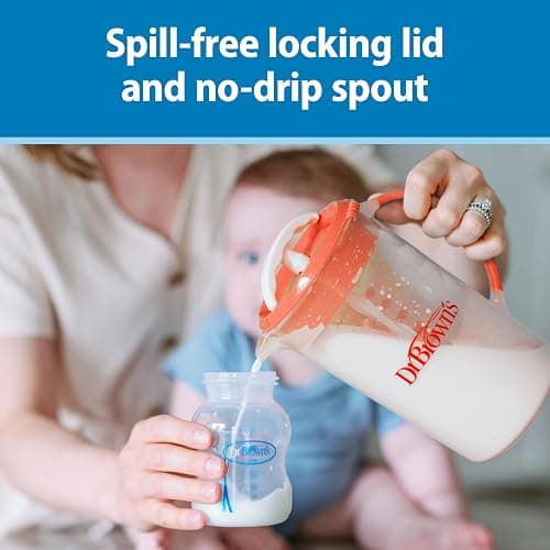 Dr. Brown's Baby Formula Mixing Pitcher with Adjustable Stopper, Locking Lid, & No Drip Spout, 32oz, BPA Free, Blue thumbnail 6