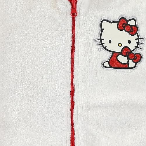 Hello Kitty Sanrio Girls Zip Up Coral Fleece Hoodie with Ears and Bow for Big Kids thumbnail 3