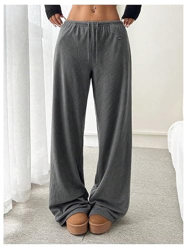 SOLY HUX Women's Drawstring Sweatpants Low Rise Baggy Wide Leg Pants with Pockets thumbnail 4
