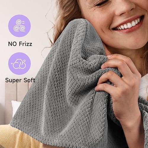 Umisleep 3 Pack Microfiber Hair Towel Wrap for Curly Hair, Super Absorbent Hair Drying Towel for Women, Kids, Hair Care Accessories, Hair Turban for Wet Hair (Grey, Camel, Brown) thumbnail 4