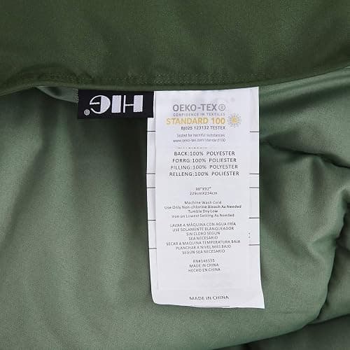 HIG 3pc Green Comforter Set Full SizeDuvet Insert, Reversible, All Season, Box Stitched, with Corner Tabs, Soft, Fluffy thumbnail 7