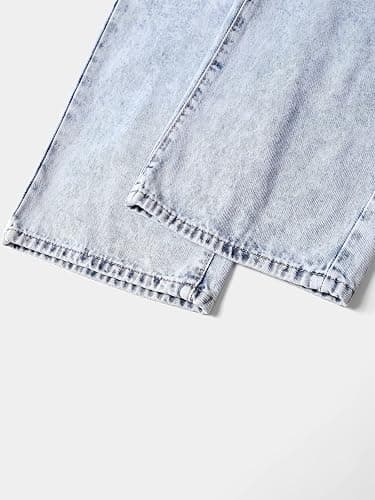Peakpride Jeans for Teens Girls Baggy Wide Leg Elastic Waist Bowknot Embroidery Denim Pants Y2K Trendy Streetwear 12-16Y - Light Wash - 14 Years thumbnail 6