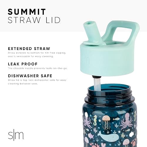 Simple Modern Disney Princess Kids Water Bottle Plastic BPA-Free Tritan Cup with Leak Proof Straw Lid | Reusable and Durable for Toddlers, Girls | Summit Collection | 12oz, Princess Rainbows thumbnail 3