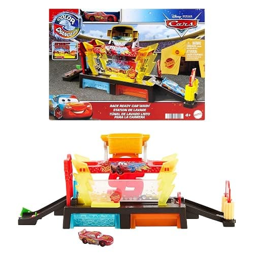 Mattel Disney Pixar Cars Color Changers Car Wash Playset with Color Changing Lightning McQueen Toy Vehicle, 20-Inches Long, Connects to Other Sets - Image 1