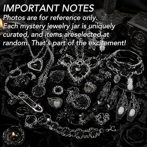 SMUOBT Mystery Jewelry Jar Box Set, Gothic Surprise Gift for Women | Gothic Vintage Jewelry Assortment, Includes Necklace/Earrings/Rings/Bracelet/Keychain, Surprise Mix, Ideal for Birthday thumbnail 6