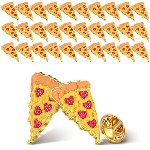 Tondiamo 48 Pcs Pizza Pin Bulk Food Slice of Pepperoni Heart Enamel Lapel Brooch Pizza Lover Bulletin Board Decorations Pin Gift for Summer Party Accessories - Image 1