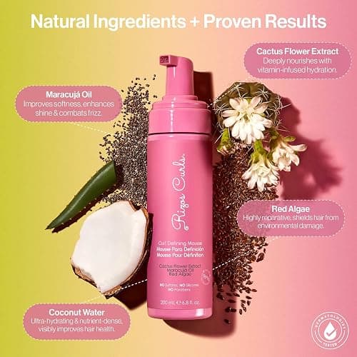 Rizos Curls Curl Defining Mousse – Lightweight Foam for Volume & Hydration – Shine & Definition for Every Curl Pattern: Wavy, Curly, Coily 1a–4c Hair Types – Sulfate & Paraben Free thumbnail 2