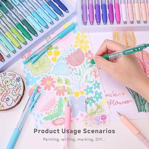 languo Acrylic Gel Pens for Coloring, 54 Colors Click Acrylic Paint Pens Set with 0.7mm Tip for Adult Coloring, Colored Gel Pens for Black Paper, Rock, Glass, Fabric, DIY and Art Crafts Supplies thumbnail 7