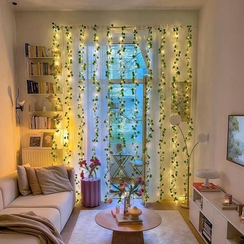 JMEXSUSS Vines Lights for Bedroom, 200 LED Vines Fairy Lights, Artificial Ivy Leaf Light for Wall Curtain Wedding Party Indoor Decor, 6.5ft x 6.5ft with Remote thumbnail 4