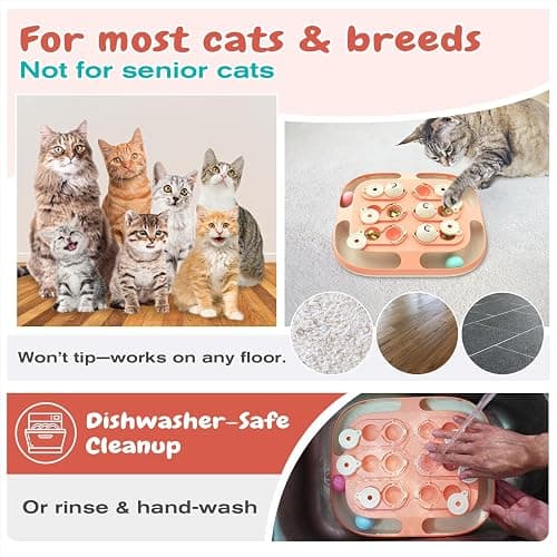 KADTC 2 Ways to Play 2 Levels in 1 Cat Treat Puzzle Toy & Track Balls for Indoor Cats Puzzles Feeder Kitten Stimulating Enrichment Toy Sensory Activity Kitty Interactive Entertainment Games thumbnail 6