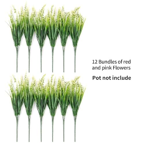 Ammyoo Artificial Faux Plants Flowers for Outdoor Decorations, Fake Monkey Grass for Outside Porch Patio, No Fade Realistic Greenery Plant, UV Resistant Artificial Shrubs for Courtyard Window Garden thumbnail 6
