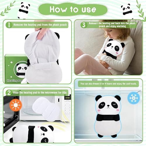 Panda Microwavable Heating Pad for Period Cramps, Cute Animal Microwave Heating Pad for Women, Panda Plush Toy Heated Pad for Kids, Heating Pads for Neck Back Knee Pain Relief with Lavender Scented thumbnail 5