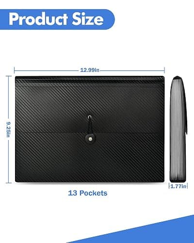 Expanding File Folder with Tabs, 13 Pockets File Organizer Accordion File Holder ，with Elastic Buckles Closure, A4 Paper Document Organizer for Home School Office thumbnail 2