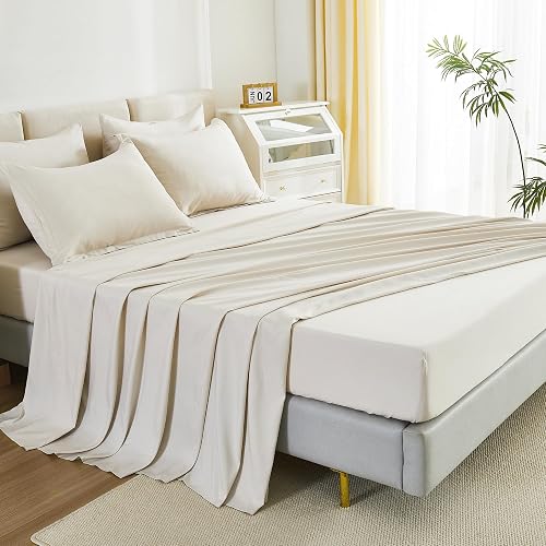 Litanika Beige Bed in a Bag Full - 7 Pieces Full Size Comforter Sets Bedding Comforter Sets, Solid Fluffy Bed Set with Comforter, Sheets, Pillowcases & Shams thumbnail 6