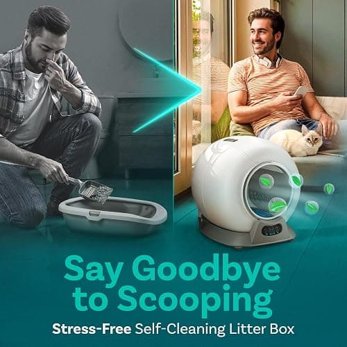 Self Cleaning Litter Box, Automatic Cat Litter Box Self Cleaning for Multiple Cats, Robot Automatic Litter Box Scoop Free Covered Ultra Cleaning -Odor Removal -APP Control Litter Box (Pack of 3 Bags) - Gray Bundle 3 Pack thumbnail 2