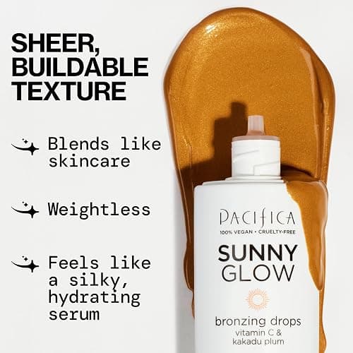 Pacifica Sunny Glow Liquid Face Bronzer Drops - Face Makeup Bronzing For Face & Cheeks for Instant Sun-Kissed Glow - Vitamin C & Glycolic Acid Infused Liquid Bronzer Illuminating Highlighting Clean thumbnail 4