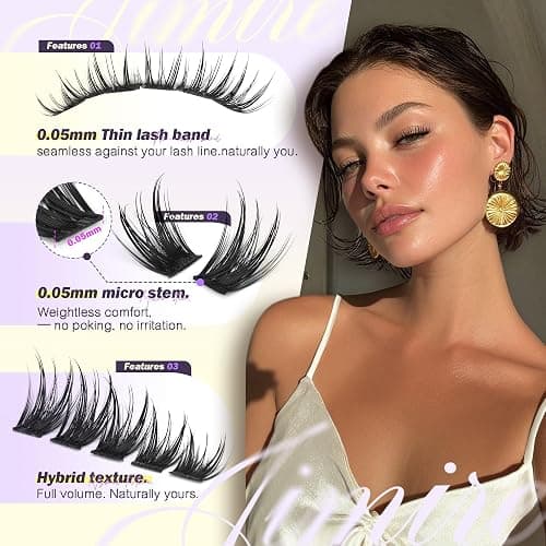Wispy Lash Clusters Natural Look Manga Eyelash Clusters 10-16MM Spiky Cluster Eyelash Extensions D Curl Fluffy Lash Extensions Individual Cluster Lashes Wispy Pestañas Postizas thumbnail 3
