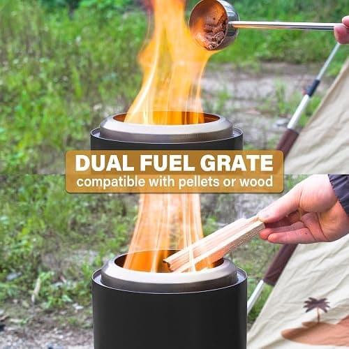 HGD Small Tabletop Fire Pit, Smokeless Table Top Firepit Outdoor, Portable Mini Stove with Carry Bag for Camping Backyard Patio Garden Picnic, Fueled by Pellets or Wood, Stainless Steel, Black thumbnail 4