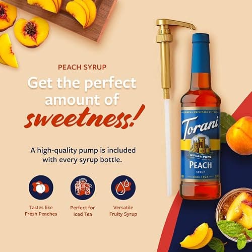 Torani Sugar Free Peach Syrup for Drinks, Zero-Calorie Flavoring for Iced Tea, Lemonade, and Sodas, Pump Included, 25.4 Oz thumbnail 4