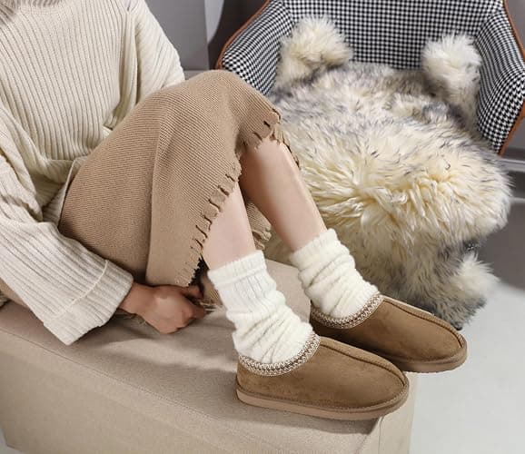 SMajong Women's Fuzzy Slippers Cozy Memory Foam House Shoes Winter Warm Loafer Slippers Indoor thumbnail 2